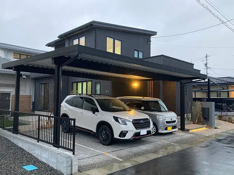 新築外構カーポート2台用施工例