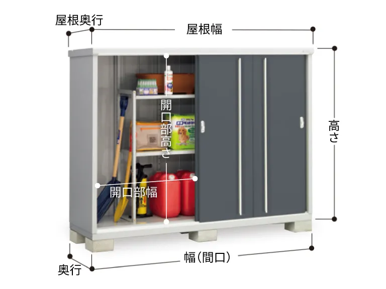 物置の各種サイズ表記例