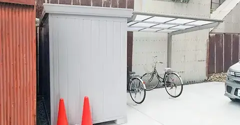 愛知県のサイクルポート・物置の施工事例